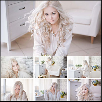 8款漂亮的白色头发美女jpg高清写真图片